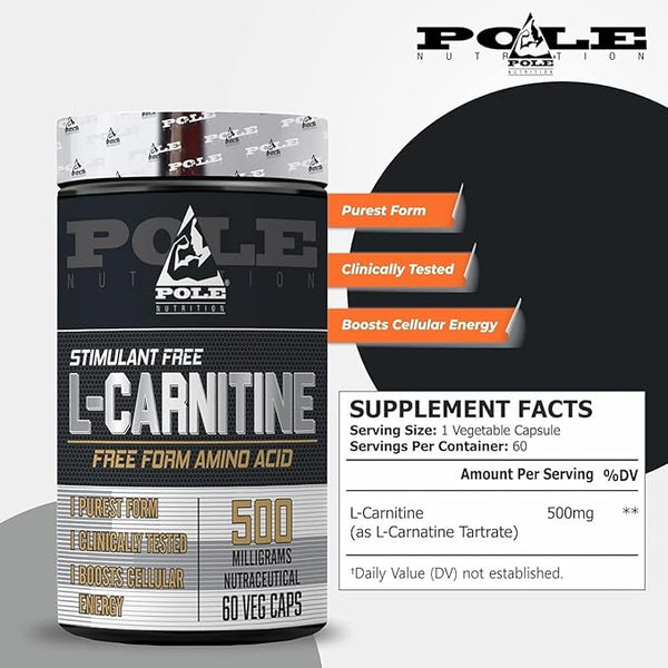 Pole Nutrition L-Carnitine Free Form Amino Acid 500mg