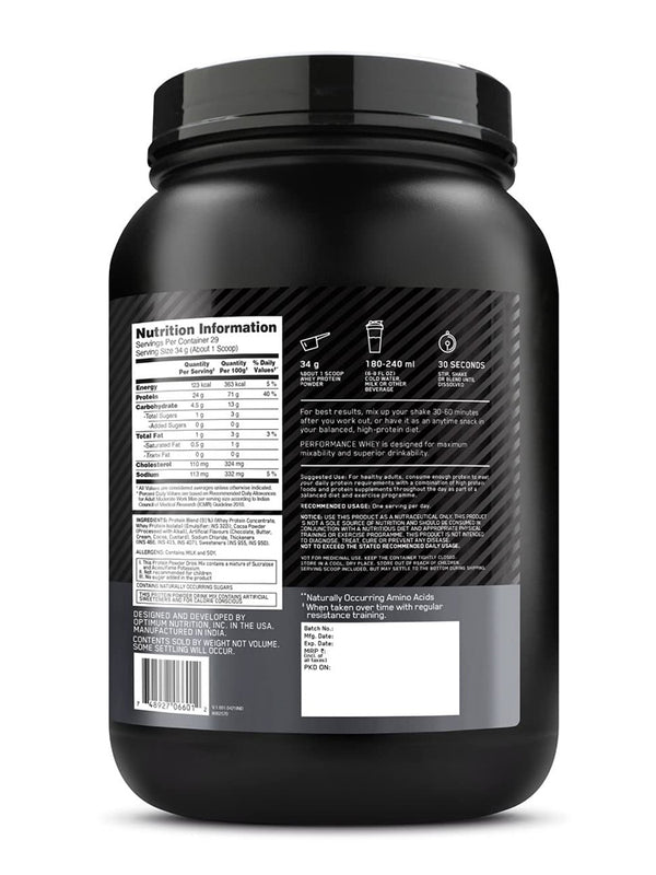 erformance Whey Protein Powder Blend with Isolate, 24g Protein, 5g BCAA, Chocolate, 1 kg