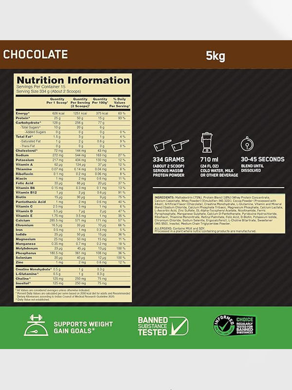 (ON) Serious Mass High Protein High Calorie Weight Gainer